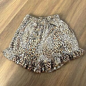 Girls Leopard Print Ruffle Shorts